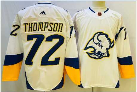 Mens Buffalo Sabres #72 Tage Thompson White 2022 Reverse Retro Authentic Jersey